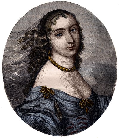 صورة لمارغريت حسين ، مدام دي لا سابليير (1636-1693) سالونير الفرنسي. نقش القرن التاسع عشر. بواسطة فنان غير معروف