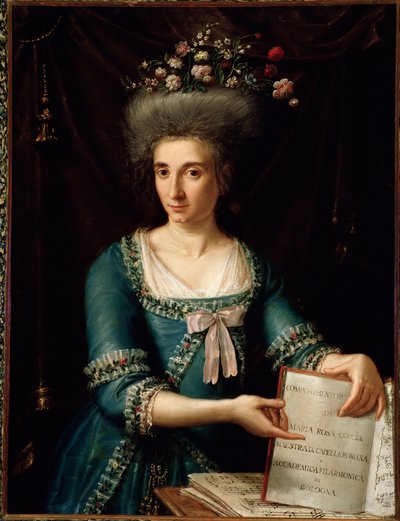 صورة ماريا روزا كوتشيا (1759-1833) عازف القيثارة والملحن الإيطالي لوحة مجهولة. 1800 ق. بولونيا ، متحف ببليوغرافي مدني بواسطة فنان غير معروف