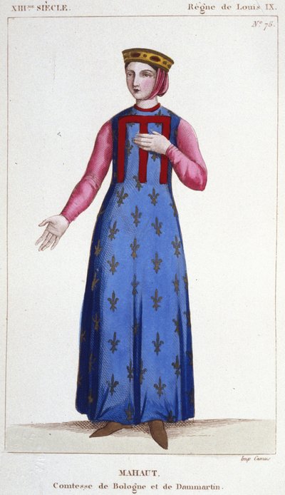 صورة لماتيلد دي دامارتين (حوالي 1202-1259) أو ماهاوت ، كومتيس دي بولوني إي دي دامارتين (ماتيلد الثانية) ودامال - نقش بواسطة فنان غير معروف