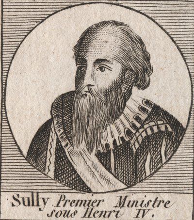 صورة لماكسيميليان من بيتون (1559-1641) ، دوق سولي ، وزير هنري الرابع - ماكسيميليان بيثون ، الدوق الأول لسولي ، الرجل الأيمن المخلص الذي ساعد الملك هنري الرابع ملك فرنسا - نقش من "Instruction sur l'Histoire" دو فرانس "" لشارل بواسطة فنان غير معروف