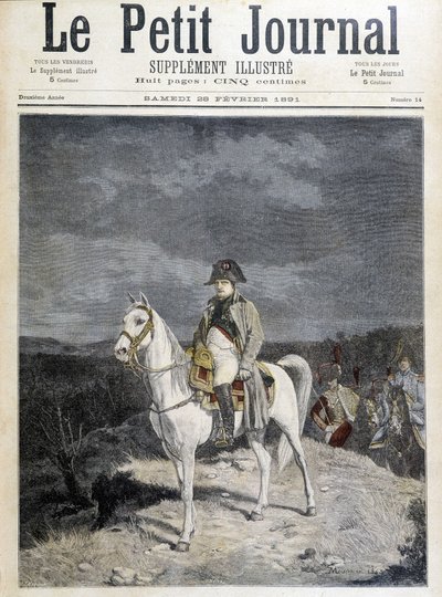 صورة لنابليون على حصان عام 1814. بواسطة فنان غير معروف