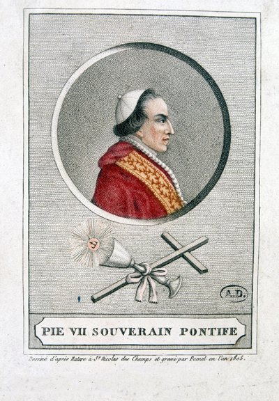 صورة لبيوس السابع (1742 - 1823) في ميدالية - نقش بواسطة فنان غير معروف