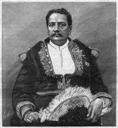 صورة لبوماري الخامس (1839 - 1891) آخر ملوك تاهيتي - نقش بواسطة فنان غير معروف
