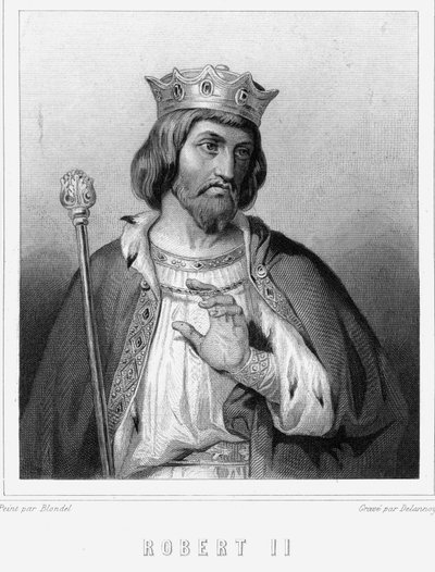 صورة لروبرت الثاني ذا بيو (ضد 972-1031) ، ملك فرنسا - في "Histoire des Français" للافالي ، نقش ، sd. بواسطة فنان غير معروف