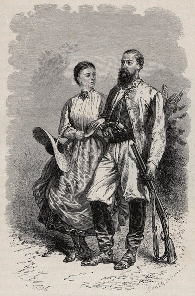صورة صموئيل وايت بيكر (1821-1893) المستكشف الإنجليزي والسيدة فلورنس بيكر (1841-1916) بواسطة فنان غير معروف