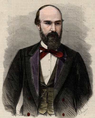 صورة لسانتوس جوتيريز (1820-1872) سياسي ورئيس سابق للولايات المتحدة في كولومبيا. نقش في "" L'Univers اللامع "" بواسطة فنان غير معروف
