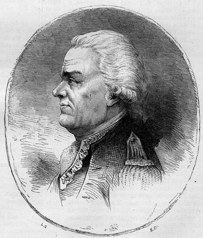 صورة لكونت جراس (فرانسوا جوزيف بول ، ماركيز دي جراس تيلي) (1722-1788) ، أميرال فرنسي شارك في حرب الاستقلال الأمريكية (1775-1783). نقش من عام 1881. بواسطة فنان غير معروف