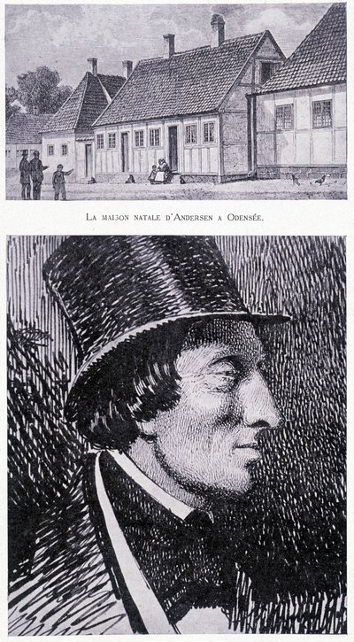 صورة للكاتب الدنماركي هانز أندرسن (1805-1875) ومنزله في أودنسي ، الدنمارك ، حوالي عام 1832. بواسطة فنان غير معروف