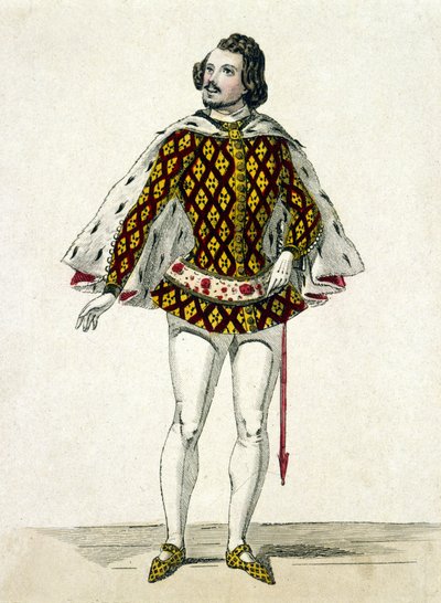 صورة للمينور الفرنسي جيلبرت لويس دوبريز (1806 - 1896) في دور فرناندو ، في الفصل الثالث من فيلم "La Favourite" الذي رسمه دونيزيتي في باريس. 1838. بواسطة فنان غير معروف