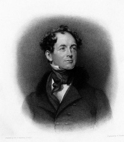 صورة للشاعر الأيرلندي توماس مور (أو توماس مور) (1779-1852) نقش من القرن التاسع عشر بواسطة فنان غير معروف