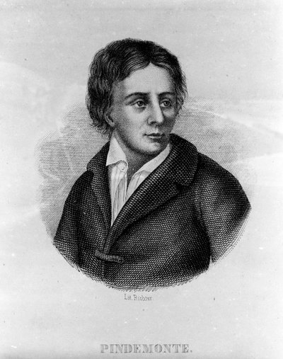صورة للشاعر الإيطالي إيبوليتو بيندمونتي (1753-1828) ، صديق الشاعر والكاتب المسرحي الإيطالي أوغو فوسكولو (1778-1827) نقش القرن التاسع عشر بواسطة فنان غير معروف