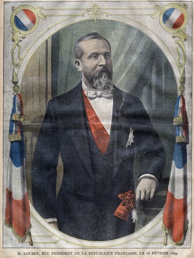 صورة لرئيس الجمهورية الفرنسية إميل لوبيه (1838-1929) - نقش في لو بيليرين عام 1899 بواسطة فنان غير معروف