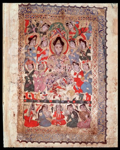Portrait of the author surrounded by dancers and musicians (miniature بواسطة فنان غير معروف
