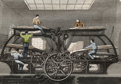 المطبعة: مطبعة جريدة "Le Siecle" في باريس. نقش من 1857 في "" Le Musee Des Sciences "" بواسطة فنان غير معروف