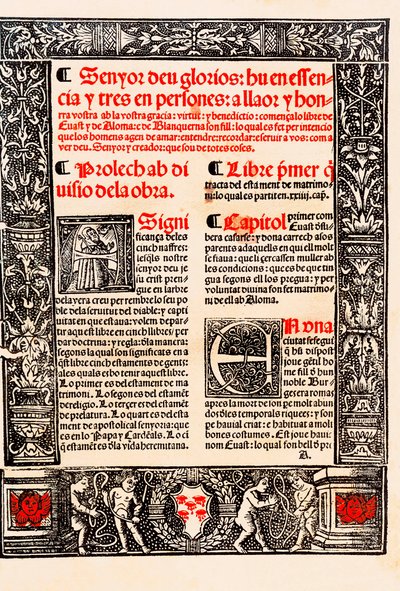 مقدمة عن "Blanquerna" بقلم ريموند لول باللغة الكاتالونية Ramon Llull ، بالإسبانية Raimundo Lulio (Lullo) (Lull) ، الفيلسوف ، اللاهوتي والشاعر الكتالوني (1235-1315) بواسطة فنان غير معروف