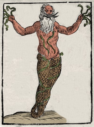 تمثيل للإعصار الإلهي اليوناني (أو Typhea). نقش "Mythologiae أو تفسيرات المسرحية" أعط عددًا من أعياد الميلاد. 1637. بواسطة فنان غير معروف