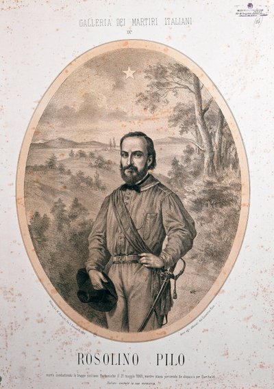 Risorgimento: "" صورة للوطني الإيطالي Rosolino Pilo (1820-1860) "" بواسطة فنان غير معروف