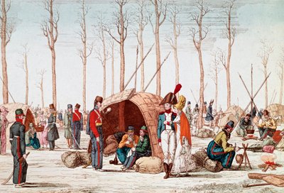 الجنود الروس يتنقلون في الشانزليزيه ، باريس ، فرنسا ، 31 مارس 1814 (نقش) بواسطة فنان غير معروف