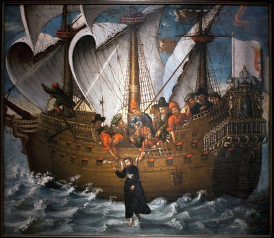 القديس فرانسوا كزافييه (1506-1552) ، معجزة حدثت في اليابان حوالي عام 1549 - لوحة مجهولة ، زيت على قماش ، منتصف القرن السابع عشر (لوحة مجهولة من منتصف القرن السابع عشر ، تُظهر معجزة كان من المفترض أن يؤديها القديس فرانسيسكو تشافي بواسطة فنان غير معروف