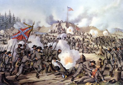 حرب الانفصال 1861 - 1865 (أو الحرب الأهلية الأمريكية): معركة فورت ساندرز أو فورت لودون (تينيسي) في 29/11/1863. نقش. القرن ال 19. بواسطة فنان غير معروف