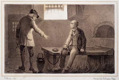 نُقل سيلفيو بيليكو (1789 - 1854) إلى قلعة سبيلبرغ (سبيلبيرك) - في "" Storia d'Italia "" بواسطة فنان غير معروف