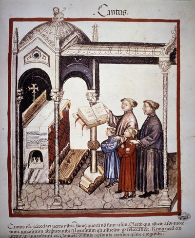 الغناء (عائلة تغني في الكنيسة) - في "" Tacuinum Sanitatis "" "في القرن الرابع عشر. ب ، فيينا. بواسطة فنان غير معروف