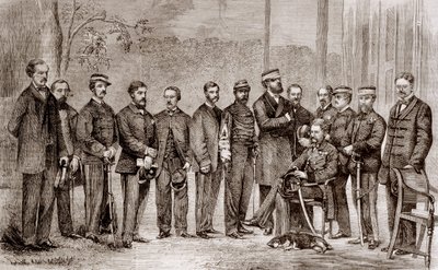السير جيمس هوب جرانت (1808-1875) ، جندي بريطاني وموظفوه خلال حرب الأفيون الثانية ، التي استمرت من 1856 إلى 1860. بواسطة فنان غير معروف