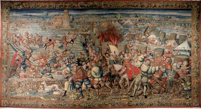 الحرب الإيطالية السادسة (1521-1526): تمثيل معركة بافيا (بافيا) في 24/02/1525 ، والتي شهدت هزيمة فرانسوا الأول ضد تشارلز في. نابولي. Museo Nazionale di Capodimonte. بواسطة فنان غير معروف