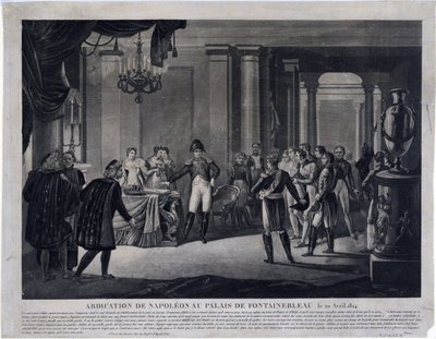 تنازل نابليون في فونتينبلو في 11 أبريل 1814 (نقش) بواسطة فنان غير معروف