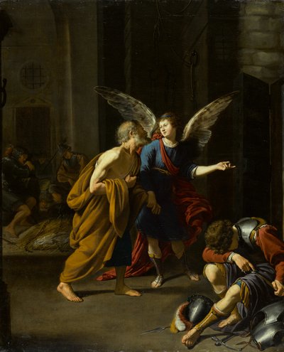 الملاك الذي يحرر القديس بطرس من السجن ، حوالي 1625-1635 (زيت على قماش) بواسطة فنان غير معروف