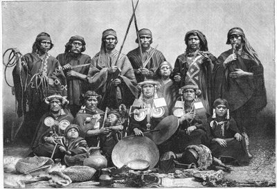 الأراوكانيون في حديقة التأقلم في باريس عام 1883. بواسطة فنان غير معروف