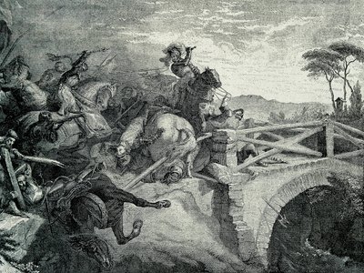 معركة غاريليانو (غاريلانو) بين الفرنسيين والإسبان أثناء الحرب الإيطالية الثالثة ، 29 ديسمبر 1503: غونزالو فرنانديز دي كوردوبا يُدعى إل غران كابيتان بواسطة فنان غير معروف