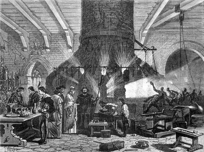 زيارة دوجي البندقية لأعمال الزجاج في مورانو - في "" عجائب الصناعة "للويس فيغير بواسطة فنان غير معروف