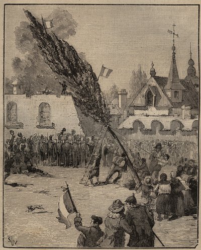 غرس شجرة ليبرتي أثناء الثورة (قطب الحرية) - غرس شجرة ليبرتي (حور) في فرنسا. نقش من عام 1885 في "" Les Arts et metiers Illustres "" لأدولف بيتارد. بواسطة فنان غير معروف