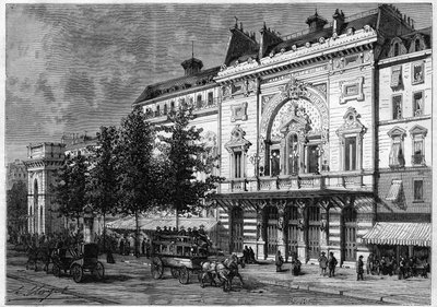 مسرح سانت مارتن (Saint-Martin) في باريس عام 1873. بواسطة فنان غير معروف