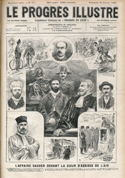 قضية جوزيف فاشر "" Shepherd Killer "(1869-1898) أمام محكمة عين أسيزي - غلاف" "The Progressive-Illustrous" "الصادر في 30 أكتوبر بواسطة فنان غير معروف