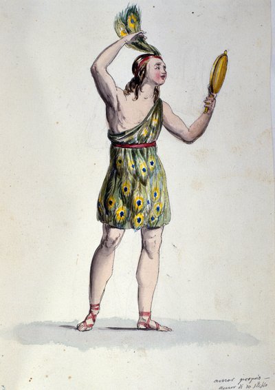 الشخصية التي تفسر الحب النظيف في باليه "Il noce di Benevento" للملحن النمساوي فرانز زافير سوسماير (1766-1803). رسم توضيحي للقرن التاسع عشر بواسطة فنان غير معروف