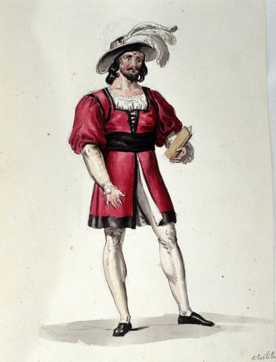 الشخصية التي تترجم Virilite في باليه "Il noce di Benevento" للملحن النمساوي فرانز زافير سوسماير (1766-1803). رسم توضيحي للقرن التاسع عشر بواسطة فنان غير معروف