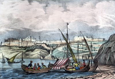 مدينة وهران بالجزائر عام 1840. في "الجزائر القديمة والحديثة" بقلم ليون غاليبرت. الطبعة الايطالية 1846 لون. بواسطة فنان غير معروف