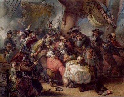 وفاة الأدميرال دي رويتر - وفاة ميشيل دي رويتر (ميشيل أدريانزون دي رويتر (1607-1676) ، الملازم أول أميرال الأقاليم المتحدة ، أبطال البحرية الذين لعبوا دورًا رئيسيًا خلال الحروب الأنجلو هولندية في القرن السابع عشر ، ضد ال E. بواسطة فنان غير معروف