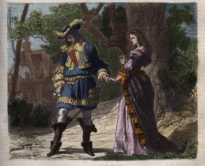 المقابلة الأخيرة لماري مانشيني (1639-1715) مع لويس الرابع عشر (1638-1715) قبل مغادرته المحكمة إلى بروج في 22 يونيو 1659 ، المنفى الذي نظمه الكاردينال مازارين لإبعاده عن الملك - يأخذ الرسم التوضيحي من ”Viscount من البرازيل بواسطة فنان غير معروف