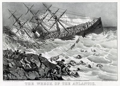 حطام سفينة RMS الأطلسية عبر المحيط الأطلسي من White Star Line ، على ساحل نوفا سكوشا بواسطة فنان غير معروف