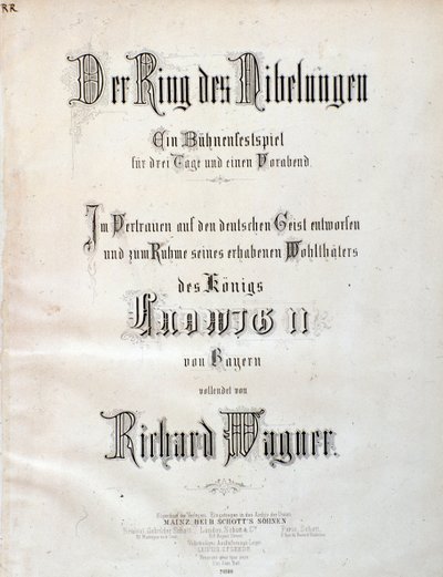 صفحة العنوان للنتيجة الموسيقية لـ Der Ring des Nibelungen بواسطة Wagner بواسطة فنان غير معروف