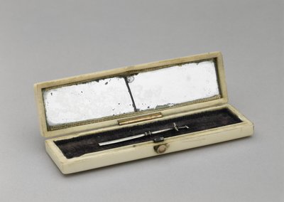 حالة المسواك ، c. 1840-1880 (عاجي ، فضي ، زجاج عاكس ، مخمل) بواسطة فنان غير معروف