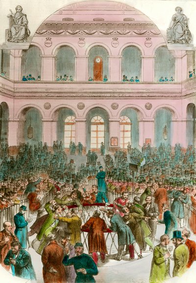 قمامة وكلاء الصرف في مجموعة خاصة Bourse de Paris Engraving 1856 بواسطة فنان غير معروف