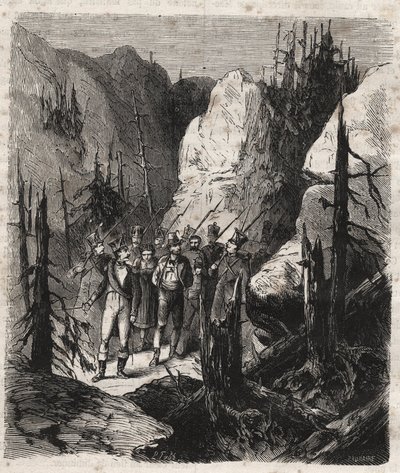 اعتقال المواطن التيرولي أندرياس هوفر (1767-1810) - المواطن التيرولي أندرياس هوفر (1767-1810) اعتقل من قبل القوات الإيطالية في 19/01/1810 نقش 1879 في "تاريخ المجتمع والأفكار السياسية والدينية" بقلم بيير زكون (1817 بواسطة فنان غير معروف