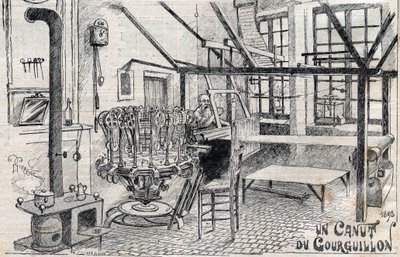 Un canut du Gourguillon (ليون) في عام 1893 - نقش في "Le Progres اللامع" "عام 1895 بواسطة فنان غير معروف