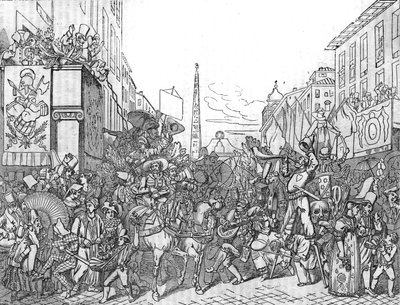 فيا ديل كورسو في روما خلال الكرنفال (كارنيفال) عام 1836. بواسطة فنان غير معروف