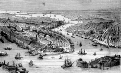 منظر لنيويورك حوالي عام 1840. بواسطة فنان غير معروف