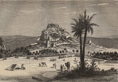 منظر لوادي الجولية (المنيا أو المنيا سابقا الجولية) في الجزائر جنوب ولاية وهران في نهاية القرن التاسع عشر - نقش بواسطة فنان غير معروف